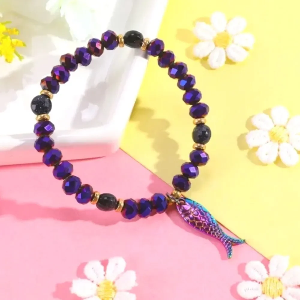Girls Makersland purple fish Charm Bracelet